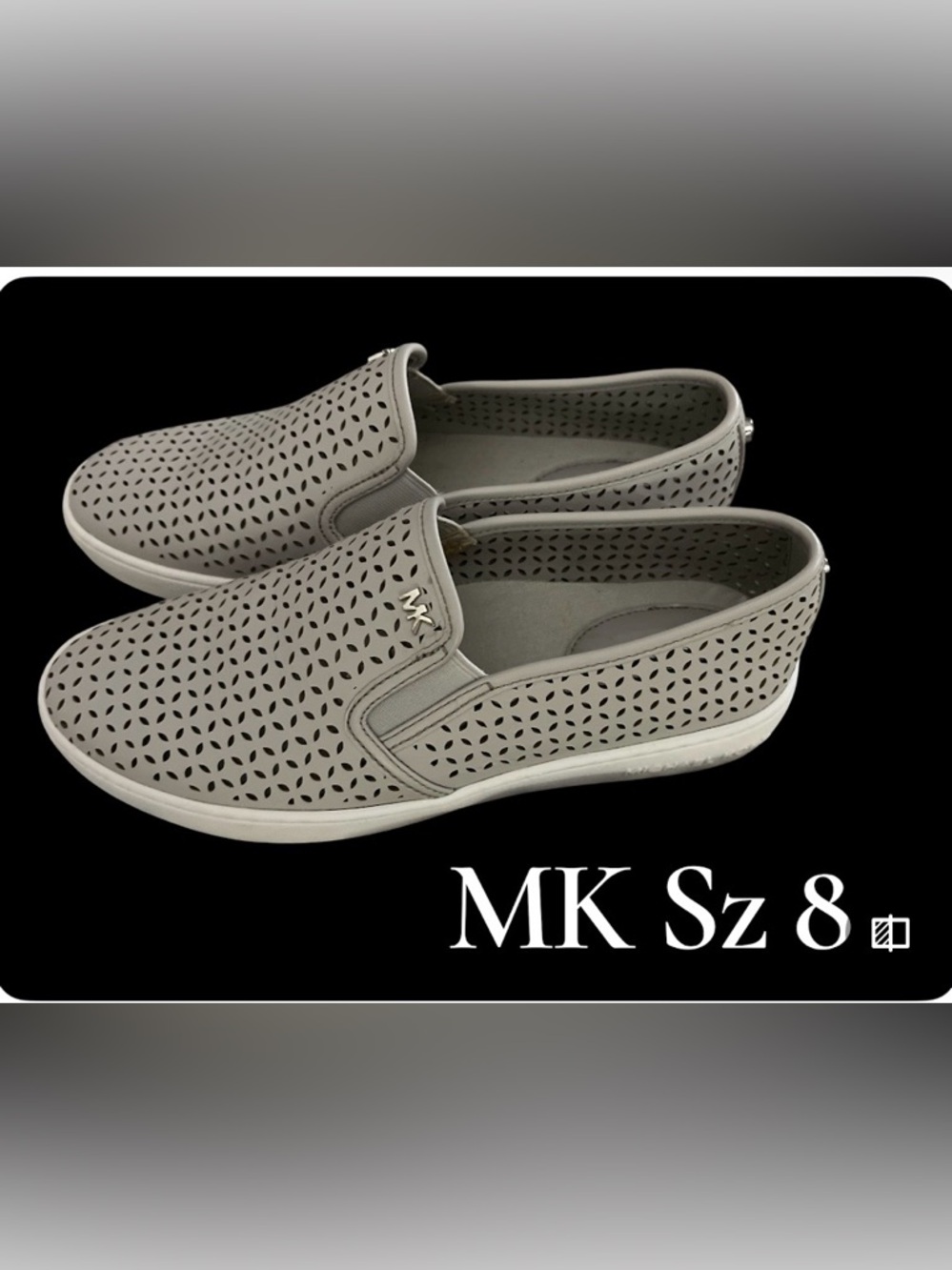 MICHAEL Michael Kors Light Gray Perforated Slip-On Loafers